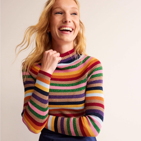 Boden Sweaters - Boden Matilda Sparkle Jumper in Multi Stripe, Size 12